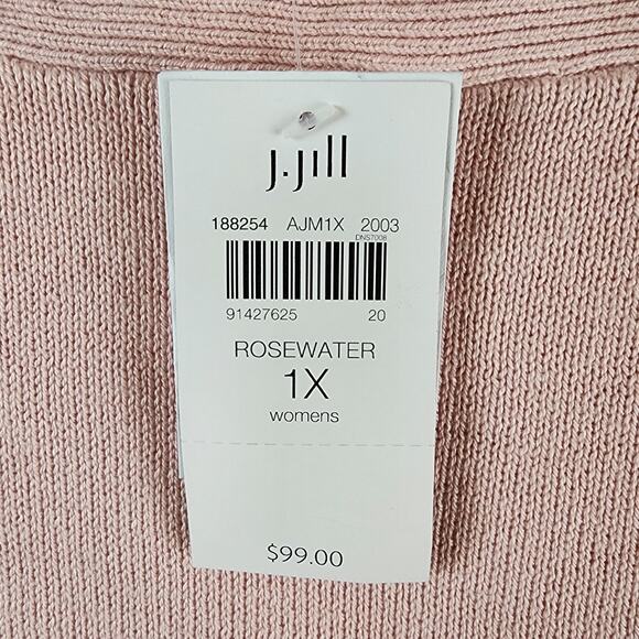 J Jill Wearever Knit Sweater Women 1X Pink Cotton/Poly Side Button Pullover - Picture 8 of 11